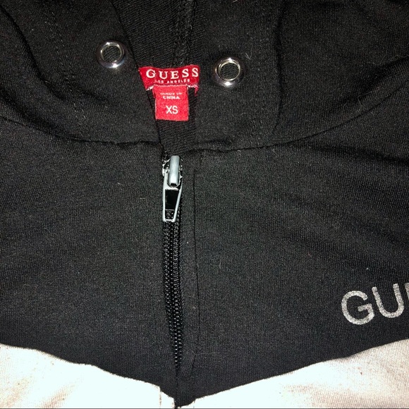 Black & White Guess Zip Up Hoodie - Picture 2 of 3